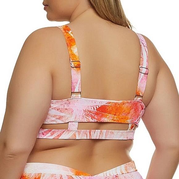 SEXY ☆ ORANGE & PINK ZIP FRONT ☆ CAGED RIBBED BIKINI ☆ NWT - Picture 4 of 13